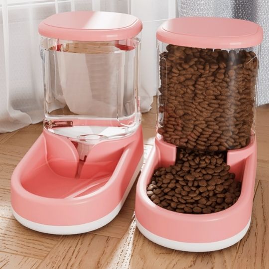 distributeur de croquettes pour chat rose felinefeast
