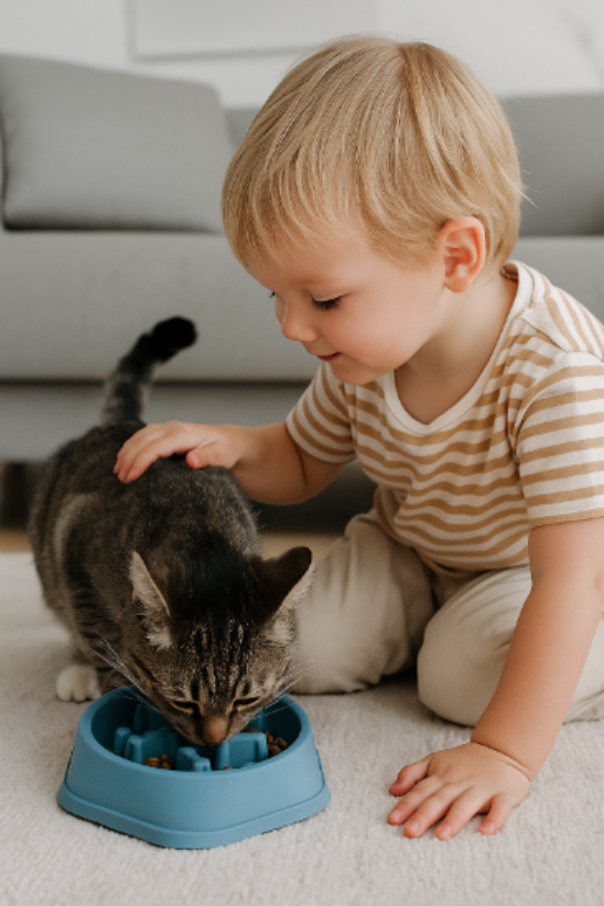 gamelle anti glouton enfant et chat meowderate