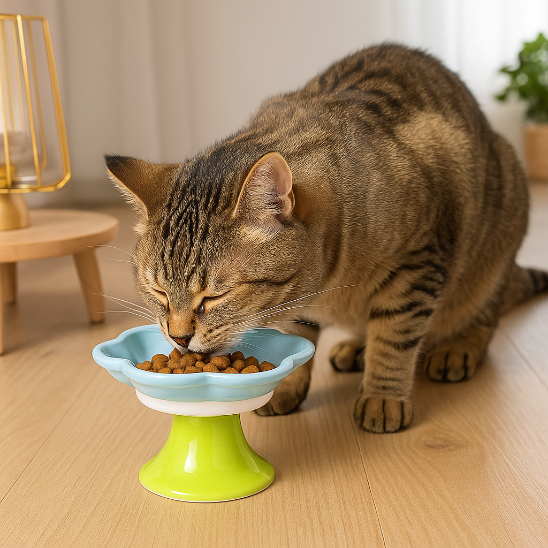 gamelle chat surelevee bleu whiskerlift