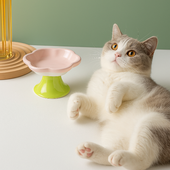 gamelle chat surelevee rose whiskerlift