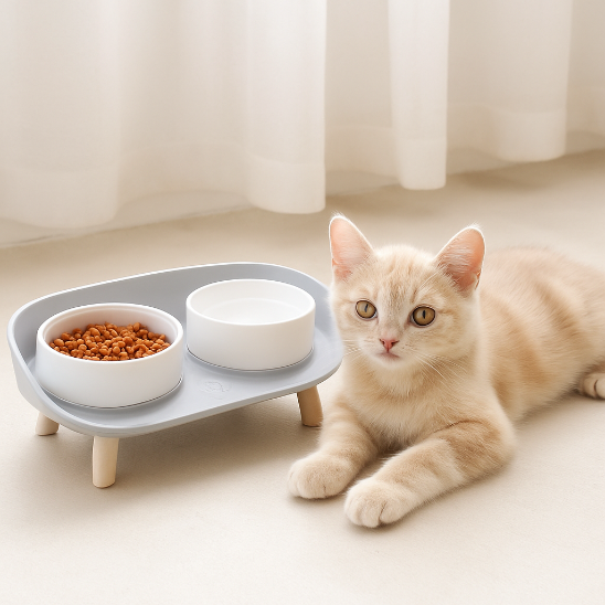 gamelle pour chat gris clair splashguard