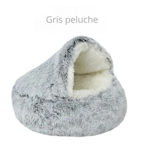 panier pour chat gris peluche carrousel dreamycat
