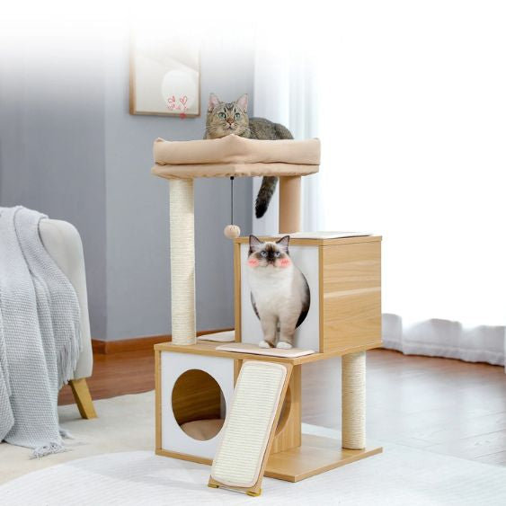 arbre a chat en bois design moderne woodpurr