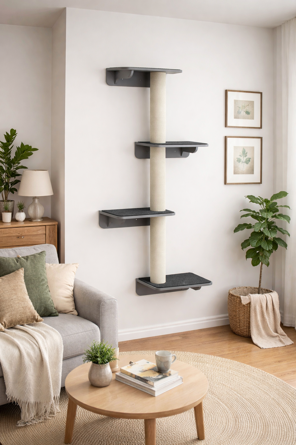 arbre a chat mural salon wallpurr