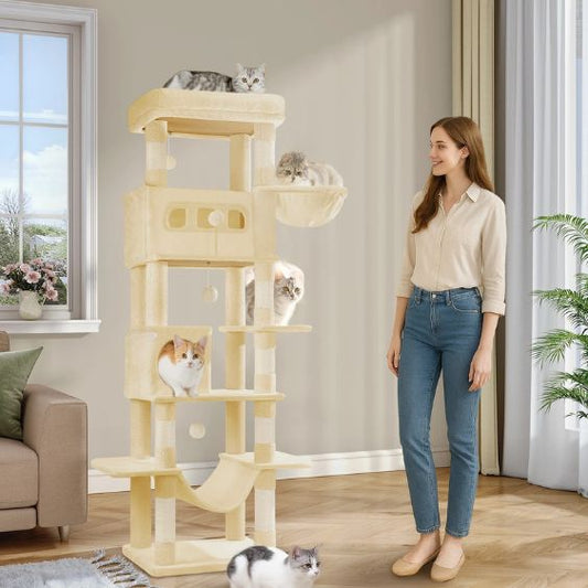 arbre à chat xxl beige carrousel  flufftree