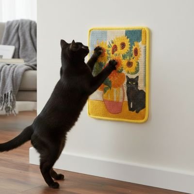 chat noir fait griffes sur tapis griffoir pour chat clawmat