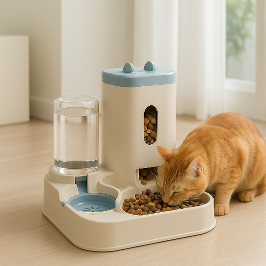 distributeur de croquettes pour chat bleu feedmate