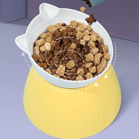 gamelle chat surelevee jaune bowlup
