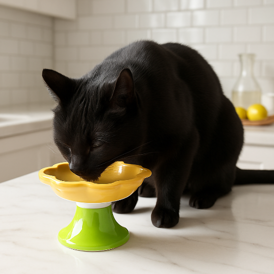 gamelle chat surelevee jaune whiskerlift