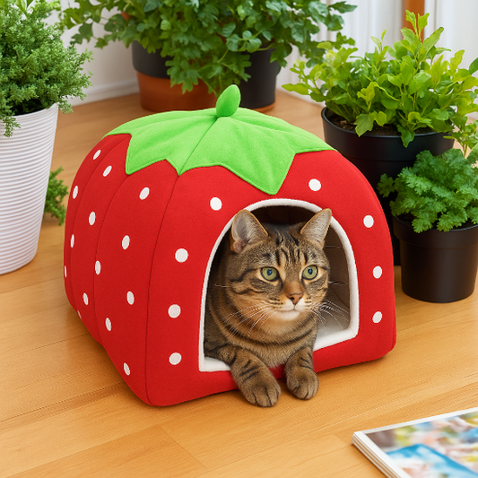 maison chat fraise whiskerhut